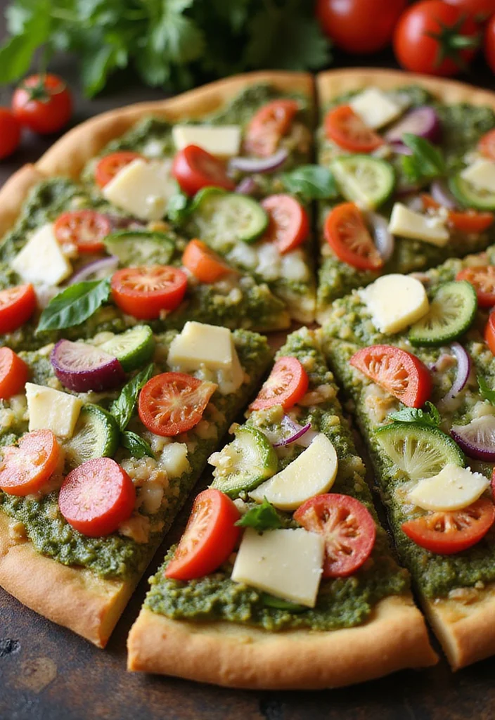 10 Healthy Pizza Recipes with Better Ingredients - 10. Pesto Veggie Pizza