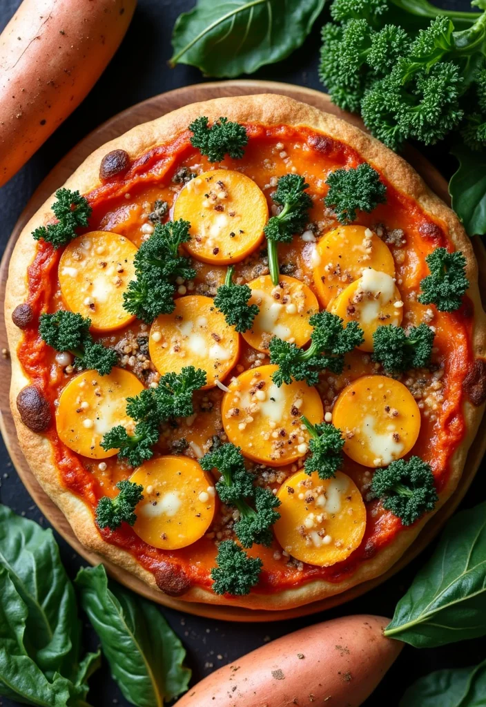 10 Healthy Pizza Recipes with Better Ingredients - 7. Sweet Potato and Kale Pizza