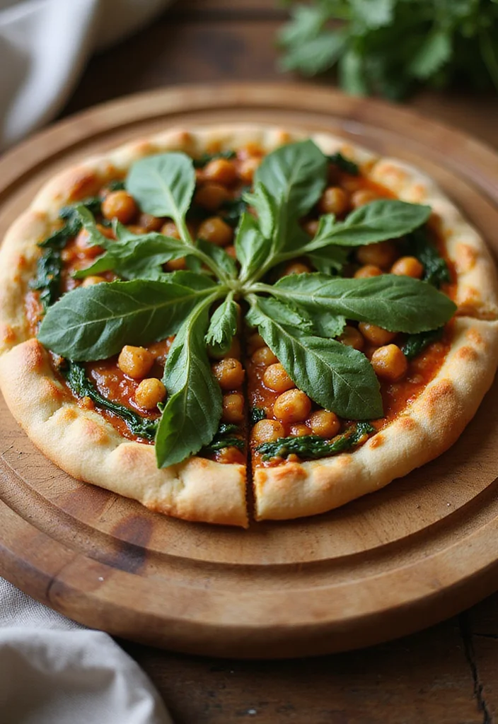 10 Healthy Pizza Recipes with Better Ingredients - 8. Spicy Chickpea and Spinach Pizza