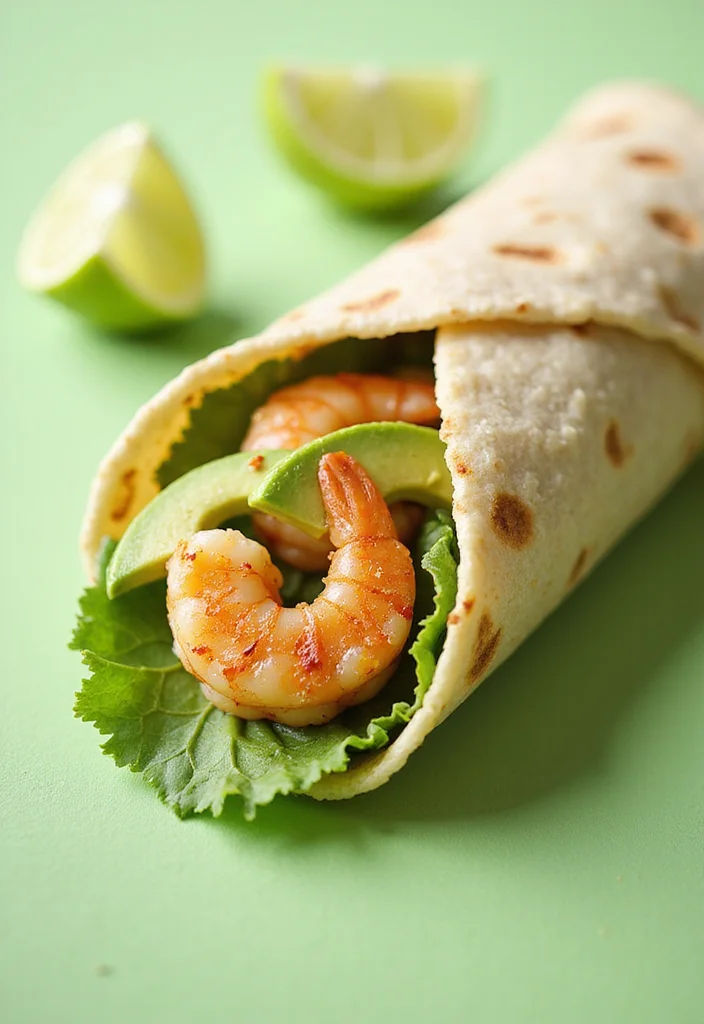 10 Healthy Wrap Recipes Easy and Filling - 9. Shrimp & Avocado Lime Wrap