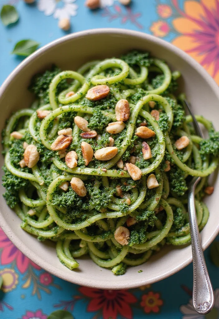 10 Keto Kale Recipes for Healthy Comfort - 7. Spicy Kale Pesto Zoodles