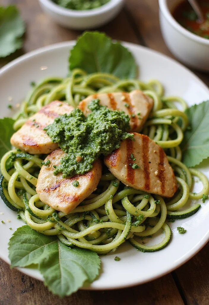 10 Keto Paleo Recipes for Busy Professionals: Clean and Low Carb - 1. Zucchini Noodles with Pesto and Grilled Chicken