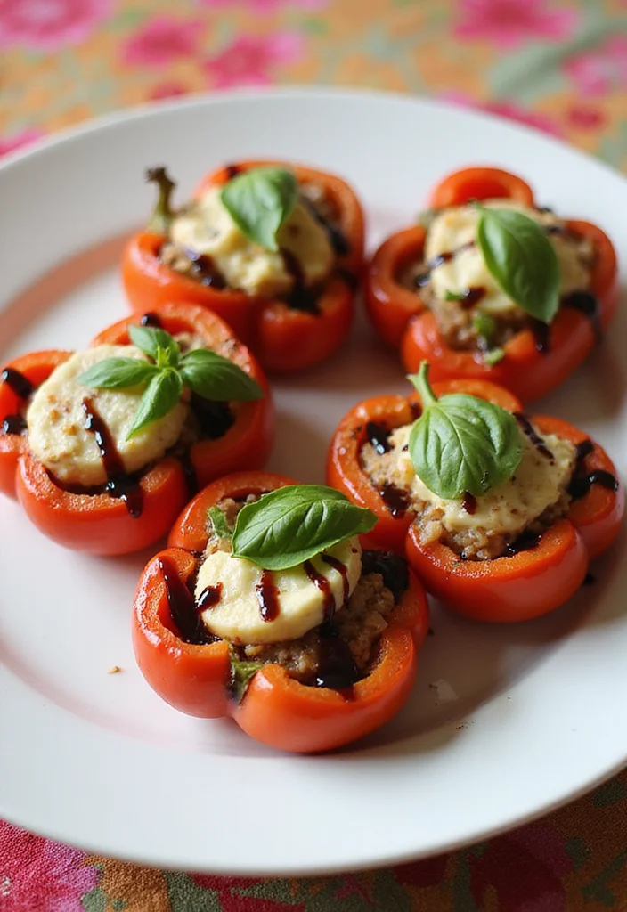 10 Vegan Bell Pepper Recipes Fresh and Flavorful - 5. Caprese-Style Stuffed Peppers