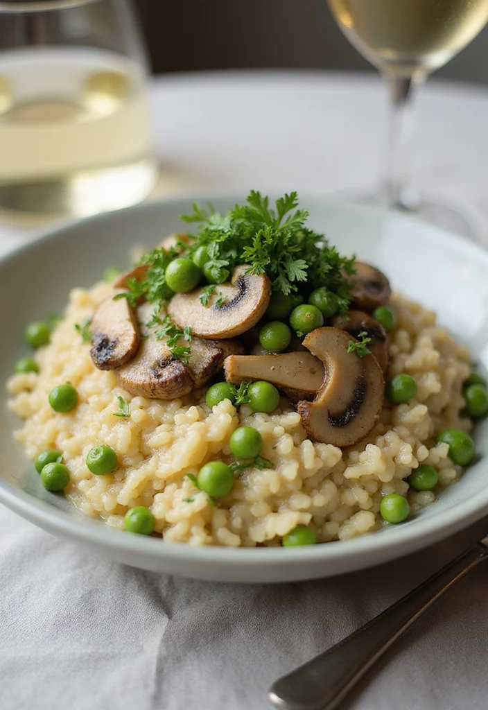 10 Vegan Oyster Mushroom Recipes Rich and Hearty - 4. Oyster Mushroom Risotto with Peas
