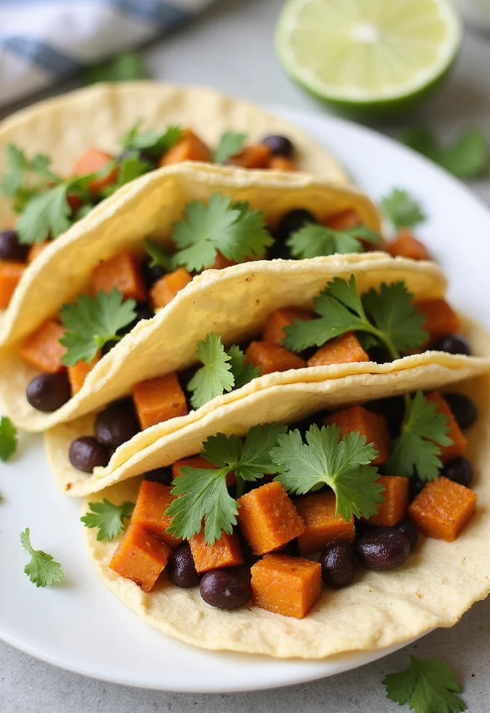 12 Fat Loss Dinner Recipes: Light and Satisfying - 11. Sweet Potato and Black Bean Tacos