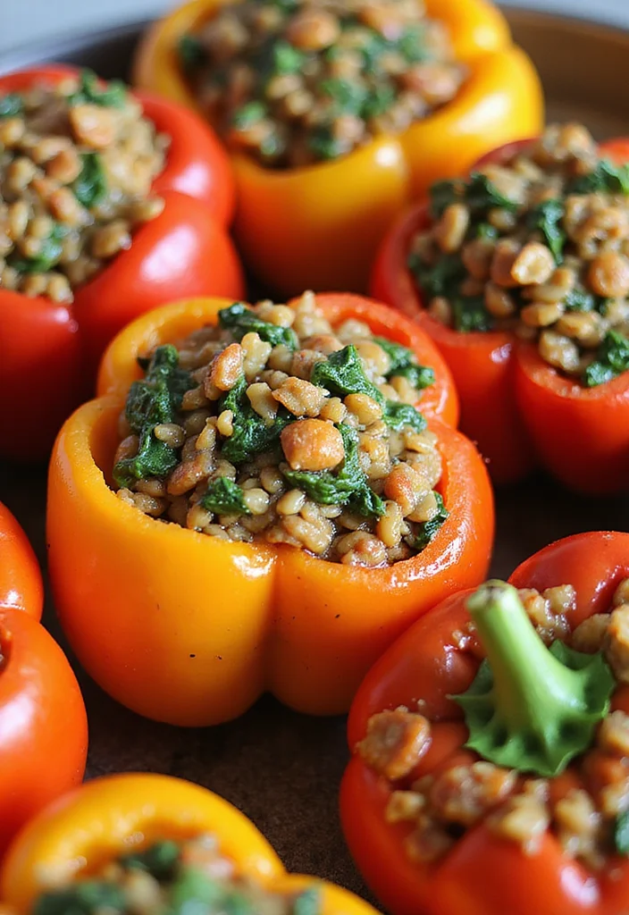 12 Fat Loss Dinner Recipes: Light and Satisfying - 4. Lentil and Spinach Stuffed Peppers
