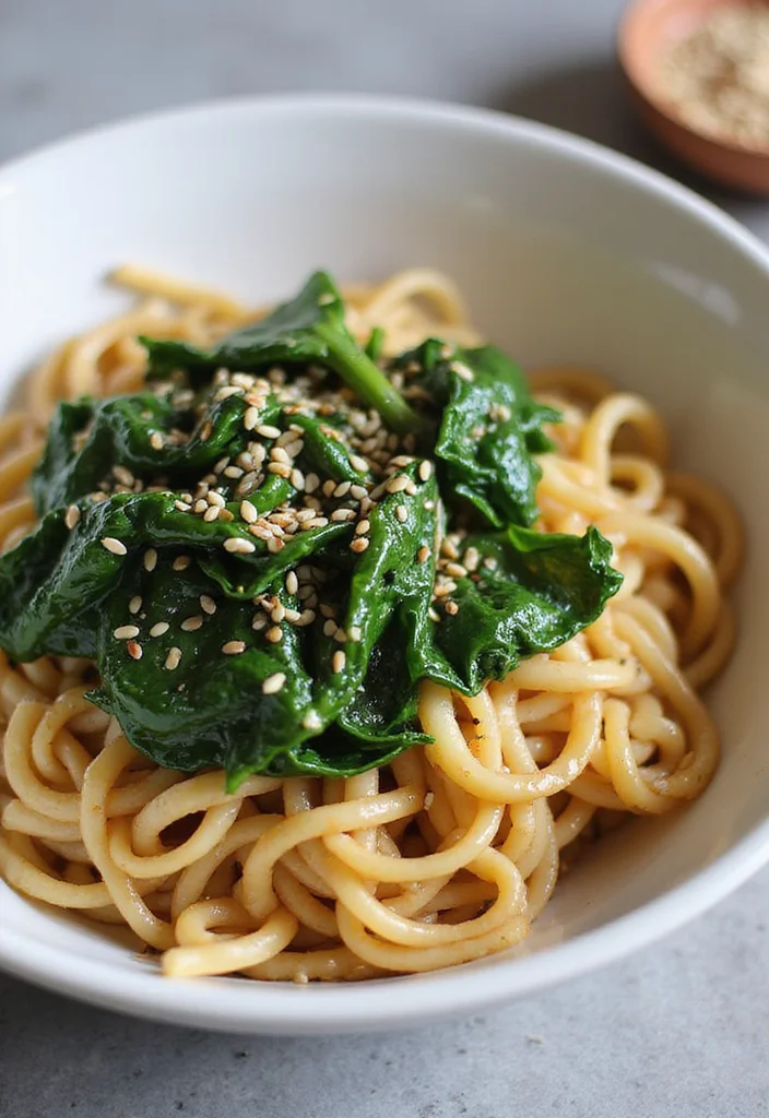 12 Healthy Chinese Recipes: Light and Flavorful Noodle Dishes - 8. Sesame Noodles with Spinach