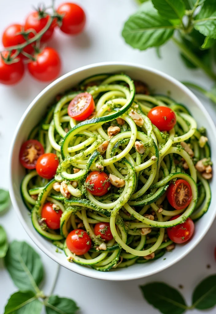 12 Healthy Lunch Recipes for Busy Days - 11. Pesto Zoodle Salad