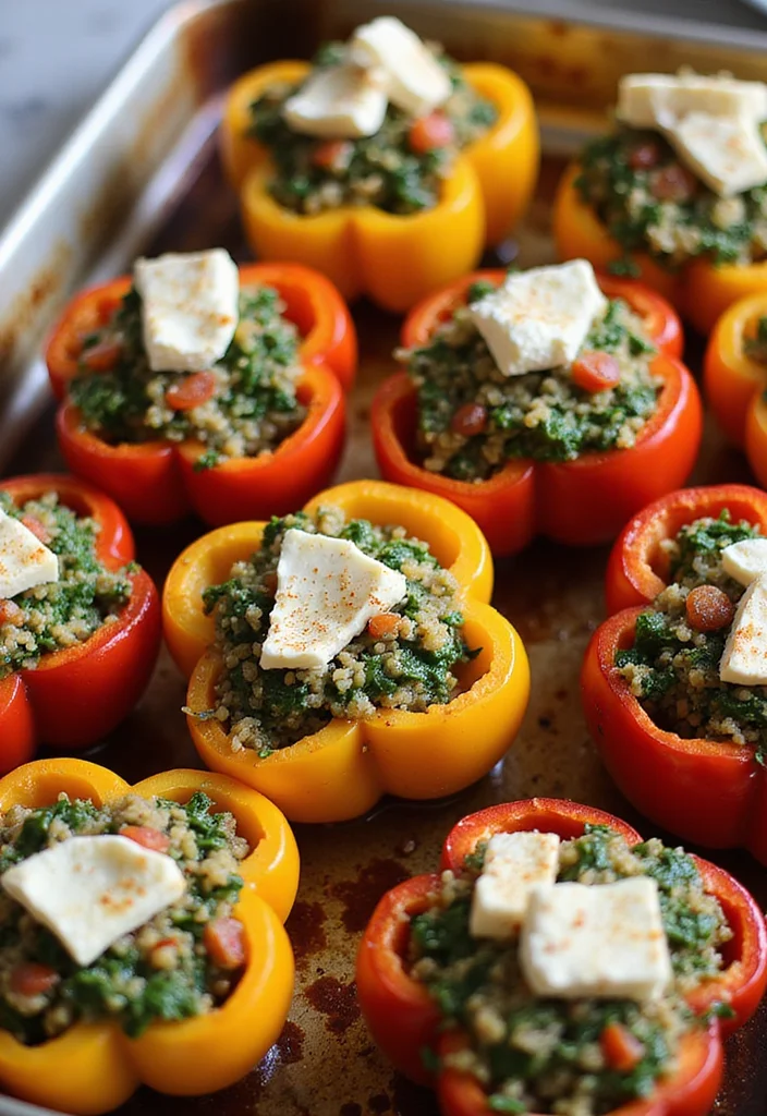 12 Healthy Lunch Recipes for Busy Days - 3. Spinach and Feta Stuffed Peppers
