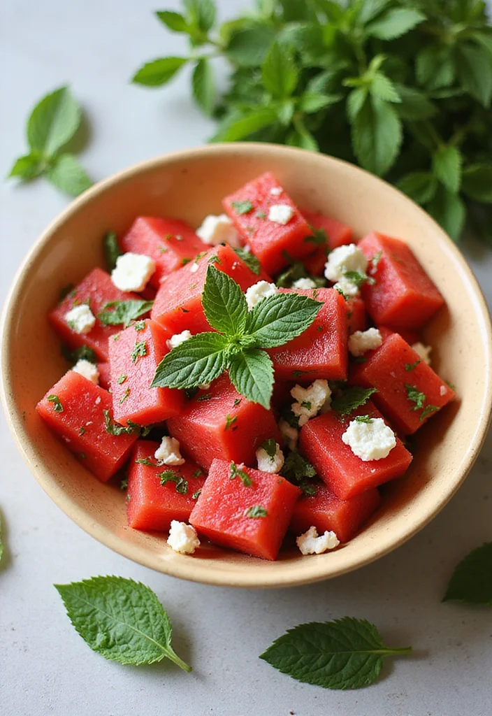 12 Healthy Summer Dinner Recipes Fresh and Light - 6. Watermelon and Mint Salad