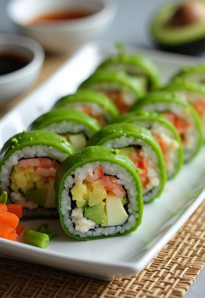 12 Healthy Summer Dinner Recipes Fresh and Light - 9. Cucumber Avocado Sushi Rolls