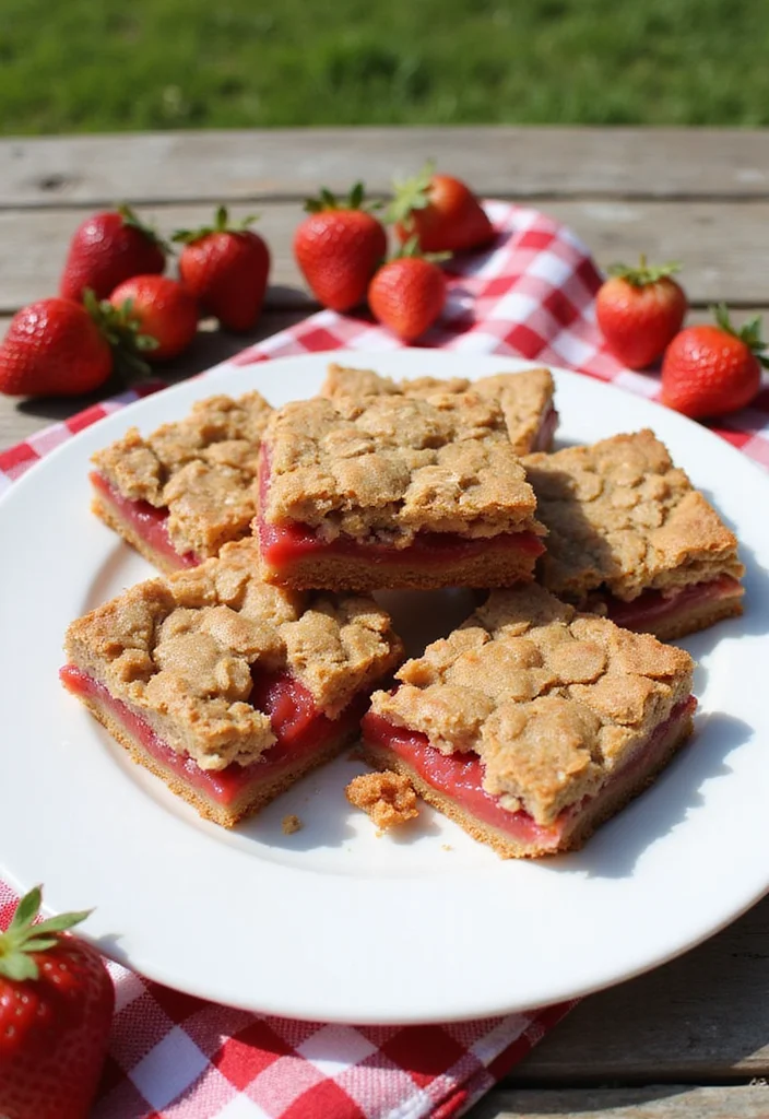 12 Strawberry Dessert Recipes Fresh and Simple - 4. Strawberry Oatmeal Bars