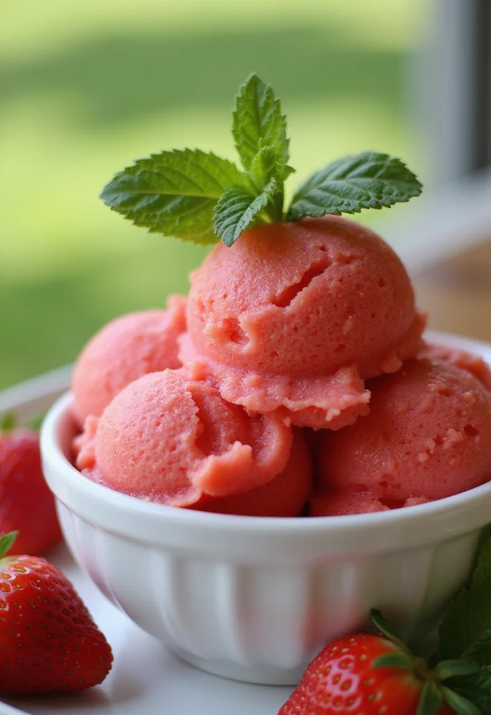 12 Strawberry Dessert Recipes Fresh and Simple - 5. Strawberry Mint Sorbet